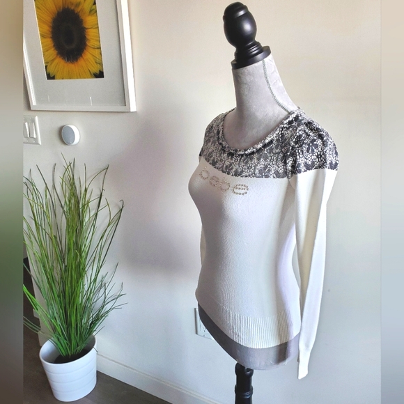BEBE Faux Lace Sweater - Picture 4 of 10